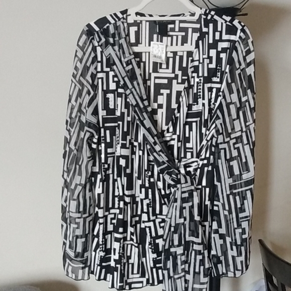 Ashley Stewart Sequins Wrap Style Top - Picture 2 of 11